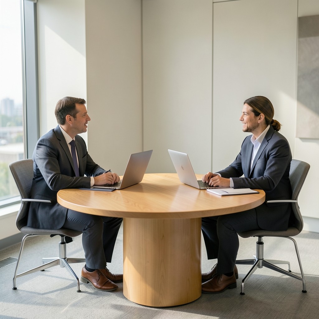 Filebirchfield consultants discussing device update notes in a Cape Town meeting room